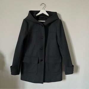 Theory Lany Apollo Charcoal Gray Hooded Coat Wool Blend Size M